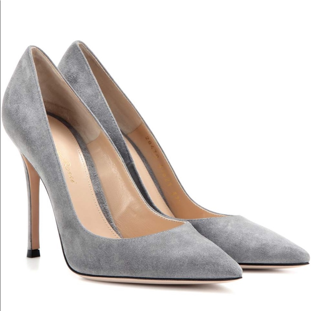 Gianvito Rossi 105mm Suede Pump, Size 36.5, Light Grey, Excellent Condition